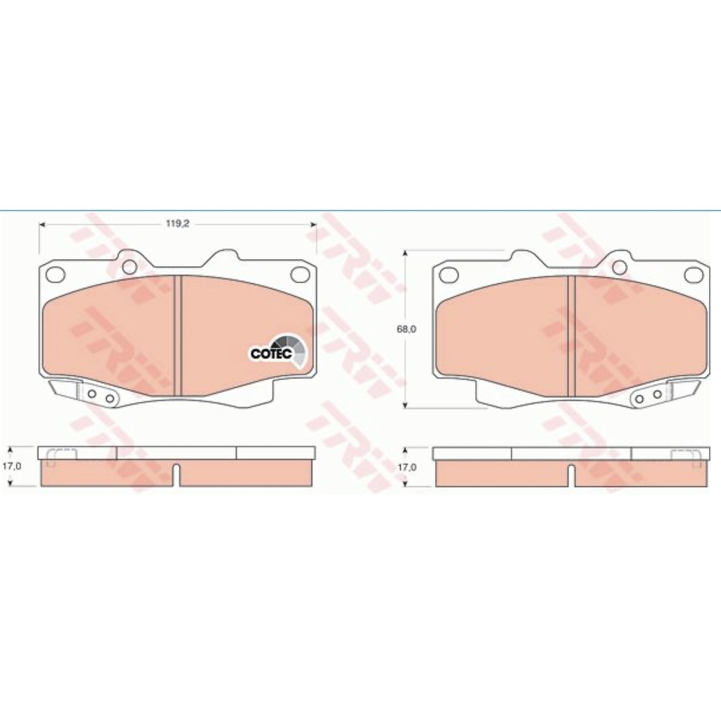 ลดคูปอง15-ไม่อั้นยอด-trw-premium-ผ้าเบรคหน้า-toyota-vigo-ปี-2004-2007-4wd-pre-runner-ยกสูง-trw-utec-gdb-3428-ut