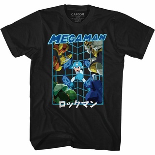 เสื้อยืด พิมพ์ลายหัวกะโหลก Mega Man ขนาดใหญ่ สีดํา แฟชั่นสําหรับผู้ชายS-5XL