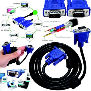 ราคาCable vga 15 Pin Male To Male Pc Monitor Tv Lcd Plasma Projector Tft Cable Lead