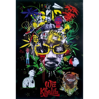 โปสเตอร์ รูปถ่าย กราฟฟิก นักร้อง แร็ปเปอร์ Wiz Khalifa 2005 POSTER 24"x35" Inch American Rapper Hip Hop