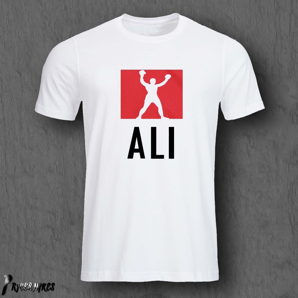 เสื้อยืดลายกราฟฟิก-muhammad-ali-สำหรับผู้ชายสีขาวดำ