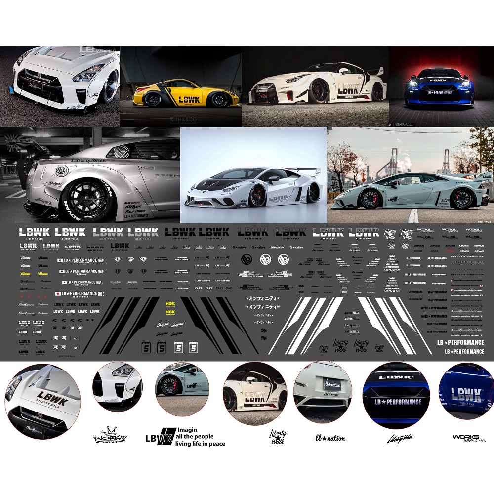ดีคอล LBWK LB RWB Liberty walk หมึกรองขาว ติดชิ้นงานได้ทุกสี ติดรถHot ...