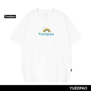 สินค้า Yuedpao ยอดขาย No.1 รับประกันไม่ย้วย 2 ปี ผ้านุ่ม เสื้อยืดเปล่า เสื้อยืด Oversize White ame rainbow print