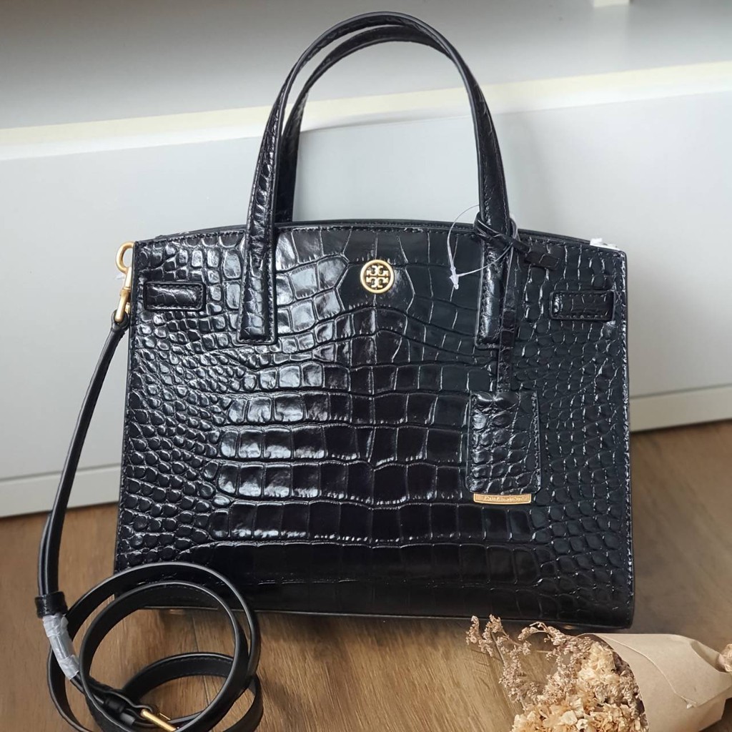 Tory Burch Walker Embossed Small Satchel Shopee Thailand