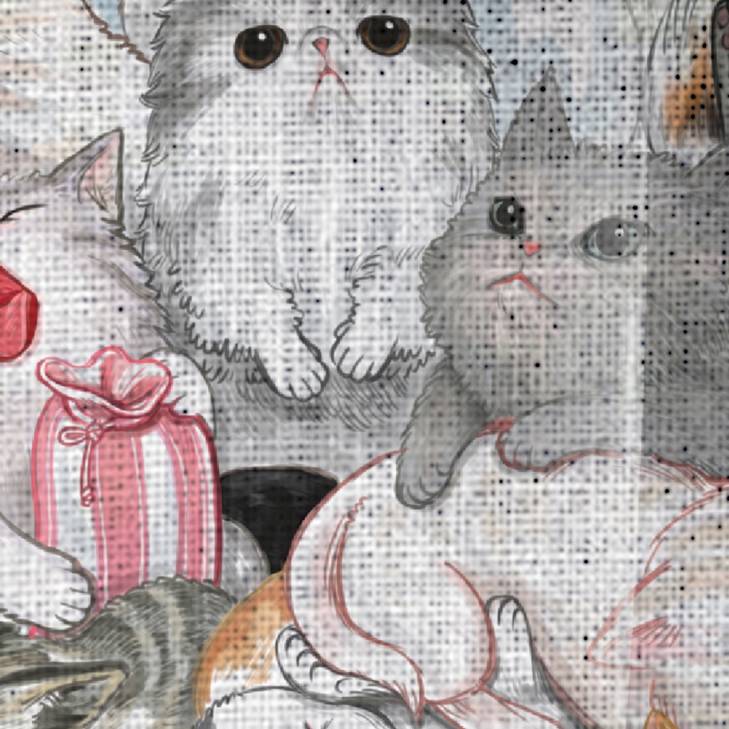 ผ้าแคนวาส-พิมพ์ลาย-แมวโหล-ไม่มีกรอบ-ขนาด-34-5x48-5-ซม-gachapon-cat-fabric-art-canvas-no-frame