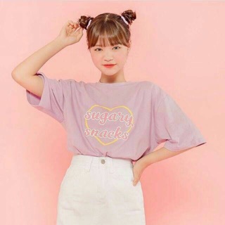 เสื้อยืดสกรีนลายหัวใจ 🐒 Korean Style 🍃 FREE REG ❣ ทักแชทค่าา ☺️