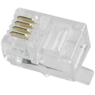 อะแดปเตอร์เชื่อมต่อโทรศัพท์พลาสติกใส 4 P 4c Connector Rj9 30 ชิ้น