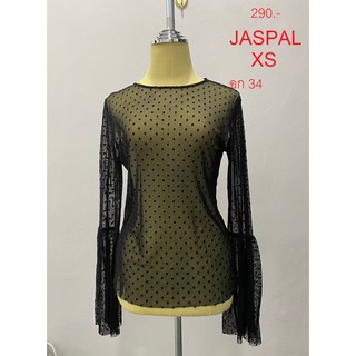 เสื้อแขนยาว ซีทรู ลายจุดสีดำ JASPAL SIZE XS