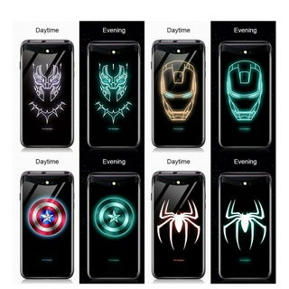 เคส Oppo F11 Pro F11 F9 F9 Pro A7x Luminous Avengers Marvel Superhero Captain America Ironman กรณี เรืองแสงในที่มืด กระจกเทมเปอร์ฝาหลังเคส