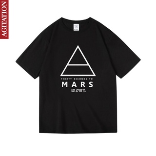เสื้อยืดโอเวอร์ไซส์¤☜☃30 วินาทีสู่ดาวอังคาร 30stm วงดนตรีร็อคยุโรปและอเมริกาแบรนด์เสื้อผ้ารอบผ้าฝ้ายแขนสั้นเสื้อยืดผู้ชา