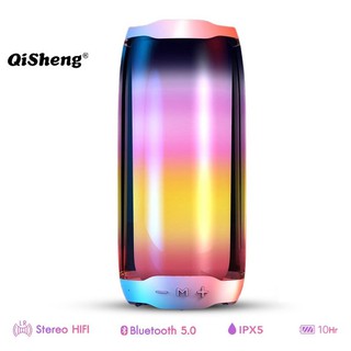 ราคาQisheng ลำโพงบลูทูธ Bluetooth Speaker ลำโพงมีไฟ แสงสี360องศา ไฟ12โหมด เสียง Surround คุณภาพระดับHIFI