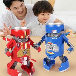 ﹉☽✔หุ่นยนต์แปลงร่าง ของเล่นหุ่นยนต์ ของเล่นฝึกสมอง  Transformers Robot เครื่องดื่มโซดาขวดกระป๋อง Transformed