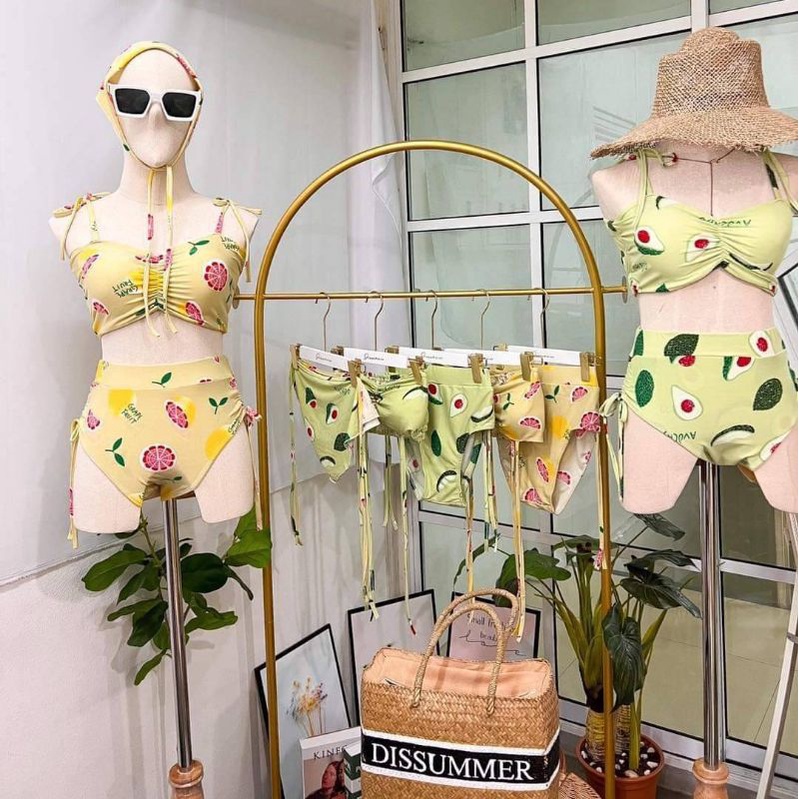 Dis Summer ชุดว่ายน้ำเซต 3 ชิ้น ลายอะโวคาโดสุดน่ารัก (เสื้อ+กางเกง+ผ้า ...
