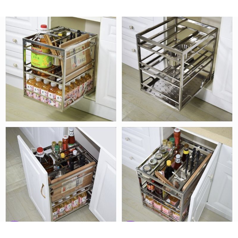 Kitchen STAINLESS STEEL PUL OUT BASKET PULL-OUT BOTTLES RACK BOTTOM ...