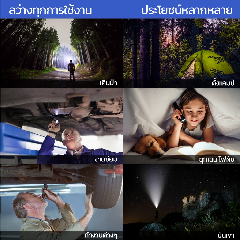 ภาพสินค้าMaxLight ไฟฉาย T6 สว่างมาก ไฟฉายแรงสูง Zoomได้ ส่องไกล รุ่น Ultrafire 518 ไฟ 3 Mode ไฟฉายชาร์จUSB จากร้าน maxlight_shop บน Shopee ภาพที่ 7