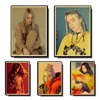 ภาพโปสเตอร์ลาย Billie Eilish Retro สําหรับติดตกแต่งผนังบ้าน