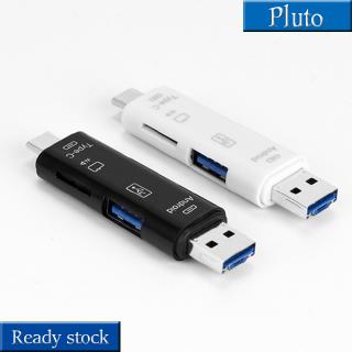 5 in 1 USB 2.0 Type C / USB / Micro USB SD TF Memory Card Reader OTG Adapter