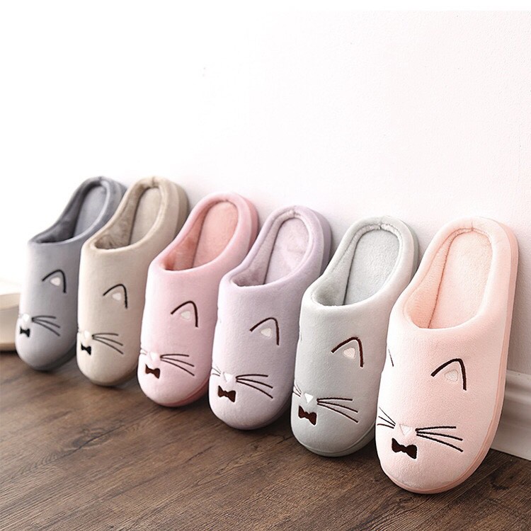 at-homemart-slippers-รองเท้าสลิปเปอร์-แมวขนนุ่ม-รองเท้าใส่ในออฟฟิต-ใส่ในบ้าน-กันลื่น
