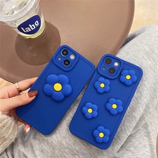 Compatible For Reno 10 Pro+ OPPO A98 A58 A38 A18 A78 A17 A17K A74 A95 A96 A76 A16 A54 A15 A53 A52 A92 A91 A93 A31 A5 A9 2020 A7 A12 A5S F11 F9 เคสโทรศัพท์มือถือ ซิลิโคน ลายดอกไม้ 3D สีฟ้า สําหรับ