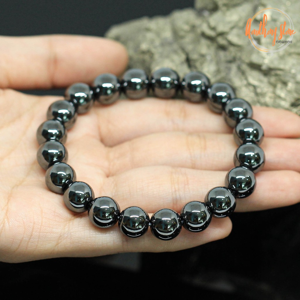 แร่เฮมาไทต์-หินเพชรดำ-ขนาด-10-มิล-hematite-กำไลหินมงคล-แร่ในตระกูลเหล็กไหล-กำไลหินแท้