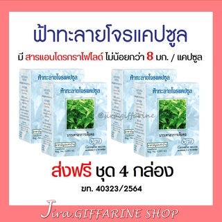 สินค้า [ ส่งฟรี ชุด 4 กล่อง ] ฟ้าทะลายโจร กิฟฟารีน 50 แคปซูล เลขทะเบียนที่ G207/43