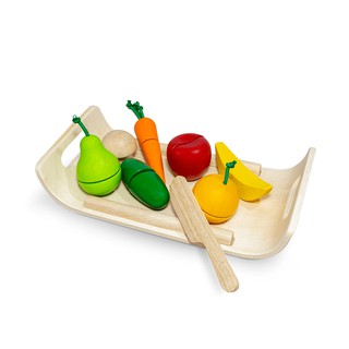 ของเล่นไม้ PlanToys ของเล่นเสริมพัฒนาการ ของเล่นหั่นผักผลไม้ ASSORTED FRUIT &amp; VEGETABLE SET เครื่องครัวแปลนทอยส์ (3 ปี+)