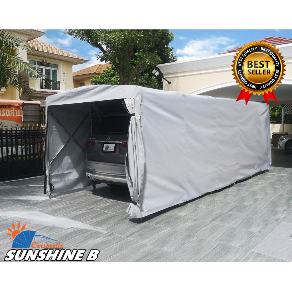 เต็นท์จอดรถพับได้-เต็นท์พับได้-carsbrella-รุ่น-sunshine-b-โครงสร้างโรงจอดรถสามารถ-ยืด-หด-และ-พับ-เก็บได้