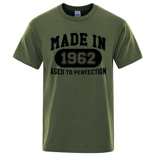 เสื้อผ้าผชเสื้อยืดแขนสั้น ผ้าฝ้าย ระบายอากาศ พิมพ์ลาย Made In 1962 Aged To Perfection สไตล์ฮิปฮอป แนวสตรีท เหมาะกับฤดูร้