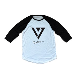 เสื้อยืด เสื้อไหล่สโลป เสื้อแขนสามส่วน KPOP SEVENTEEN 17 RAGLAN 3/4 SLEEVE T-SHIRT