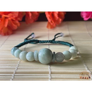 สร้อยข้อมือหยกพม่า เชือกถักงานแฮนด์เมด Handmade by maleeshop