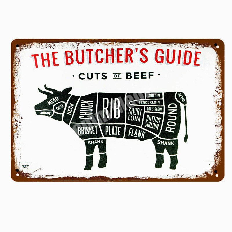 butchers-guide-สติ๊กเกอร์โลหะลายเป็ดไก่วินเทจสําหรับติดตกแต่งผนังบ้าน-n286