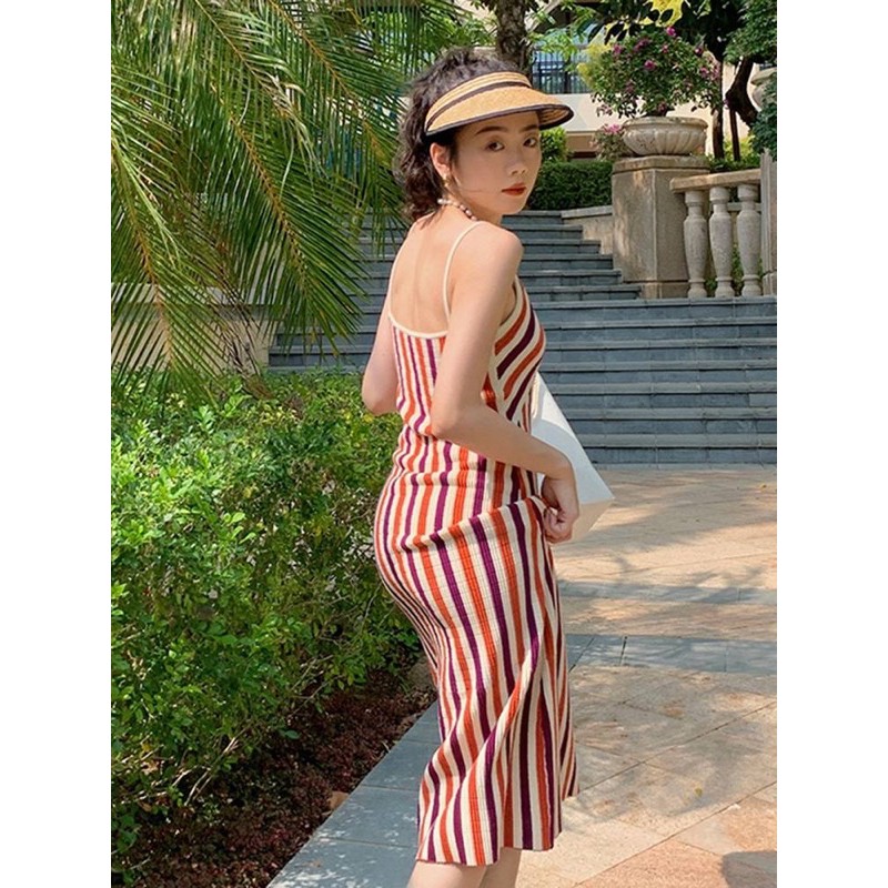 detail-เดรสสายเดี่ยวไหมพรมผ้าร่องมีน้ำหนัก-ไม่บางงานสวยมากใส่เป๊ะสบายๆไม่แนบเนื้อเกินไป