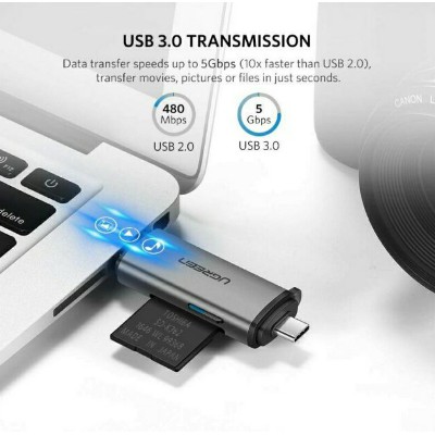 ugreen-รุ่น-80191-50706-การ์ดรีดเดอร์-usb-c-to-usb3-0-sd-micro-sd-tf-otg-สำหรับมือถือ-ipad-คอมพิวเตอร์