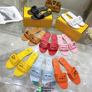 FD womens leather flat slide sandal street slipper outdoor solid flip-flop size35-40