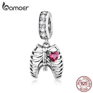 BAMOER 925 Silver Rib Cage Pendant For Original Charm Bracelet&amp;Bangle Accessories