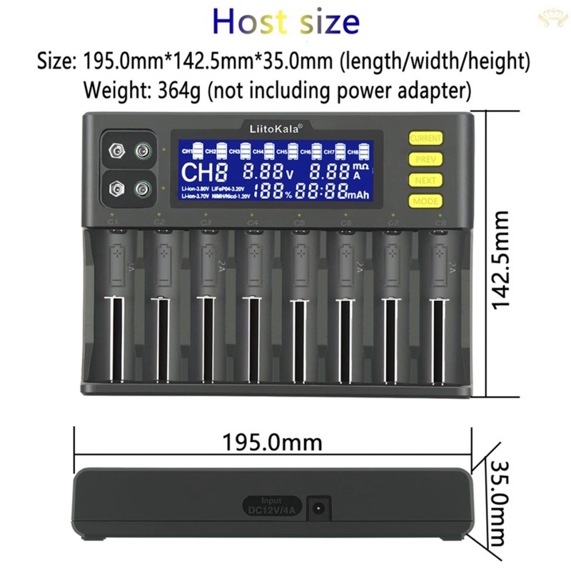 เครื่องชาร์จถ่านliitokala-lii-s8-ของแท้-ชาร์จถ่านได้หลายขนาด-มีadapterปลั๊กแล้วหัวชาร์จในรถ