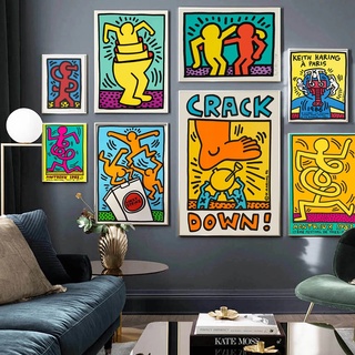 ภาพโปสเตอร์ผ้าใบพิมพ์ลาย Keith Haring สําหรับตกแต่งผนังบ้าน