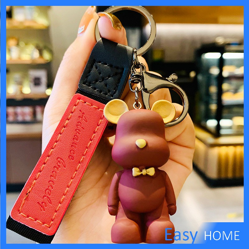 พวงกุญแจแฟชั่นยุโรปเหนือหมีผูกโบว์-พวงกุญแจหมี-จี้ห้อยกระเป๋า-keychain