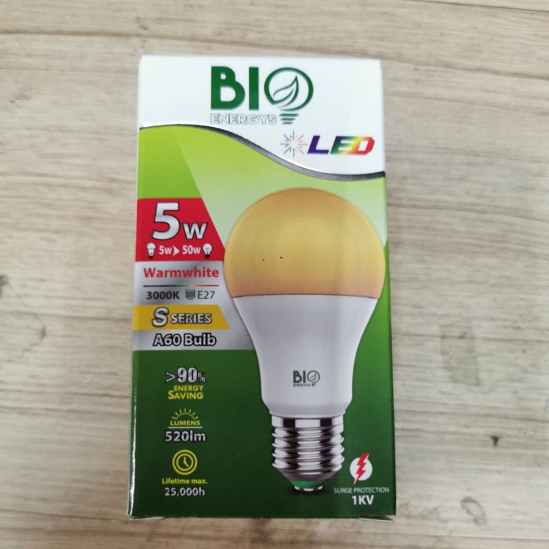 หลอดไฟแอลอีดี LED A60 BULB BIO ENERGYS ขนาด 5W ขั้ว e27 มีทั้งแสงขาว ...