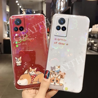Ready Stock เคสโทรศัพท์ VIVO V21 5G / V21e 2021 New 2021 Casing Cute Cartoon Bear Silicone Colorful Cherry Blossoms Back Cover Phone Case เคส VIVOV21