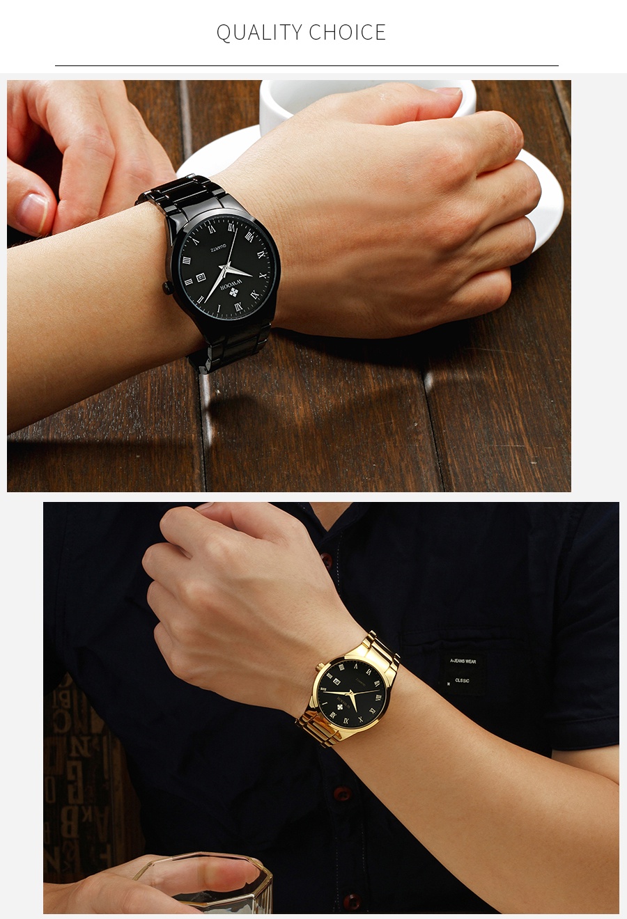 รูปภาพเพิ่มเติมของ WWOOR นาฬิกาควอตซ์ กันน้ำ สายสเตนเลส สินค้าแฟชั่น สำหรับผู้ชาย-8830