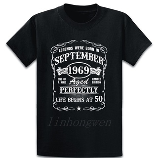 เสื้อยืดผ้าฝ้าย พิมพ์ลาย Born In September 1969 50th Birthday Gift Legends แฟชั่นฤดูใบไม้ผลิ ฤดูใบไม้ร่วง สําหรับครอบครั