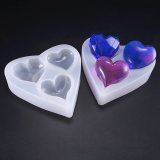 แม่พิมพ์ซิลิโคนรูปหัวใจ 3 แบบ 3 หลุม สำหรับทำเครื่องประดับพวงกุญแจเรซิ่น แม่พิมพ์หัวใจ
