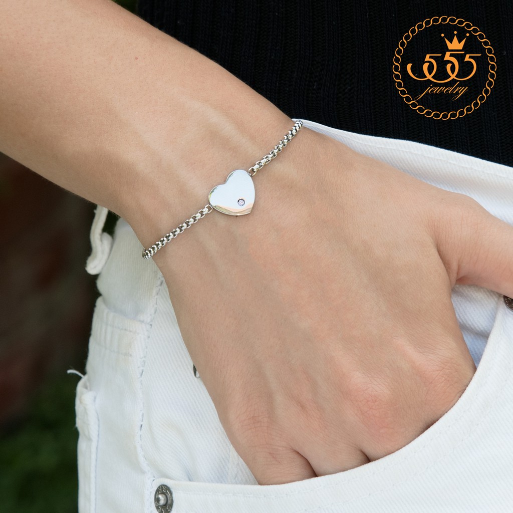 555jewelry-สร้อยข้อมือสแตนเลส-รูปหัวใจ-ประดับเพชร-cz-สวยหวาน-รุ่น-mnc-br573-สร้อยข้อมือแฟชั่น-สร้อยข้อมือผู้หญิง-br5