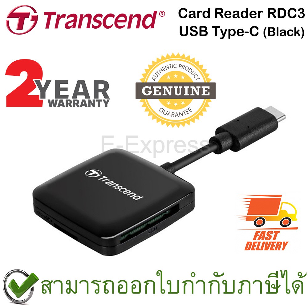 Transcend RDC3 SD/microSD Card Reader Type-C (Black) Card Reader ของแท้ ...