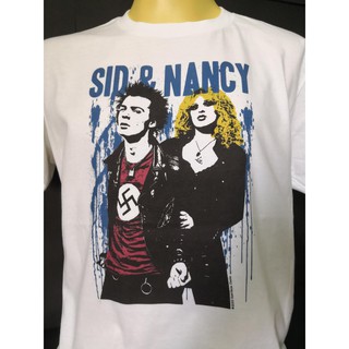 เสื้อยืดเสื้อวงนำเข้า Sid &amp; Nancy Color Splash Sex Pistols Punk Rock Hardcore Retro Style Vintage T-Shirt