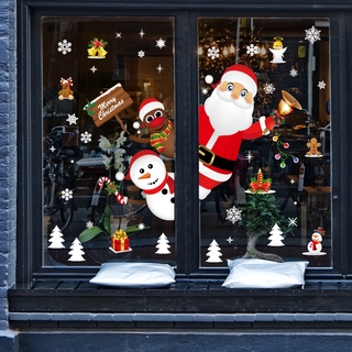 สติกเกอร์พีวีซี ลายซานตาคลอส คริสต์มาส สําหรับติดตกแต่งผนังประตู หน้าต่าง