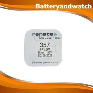 ถ่านกระดุม ถ่านนาฬิกา Renata 357 เทียบเท่า SR44W Made in Switzerland 1.55 V.