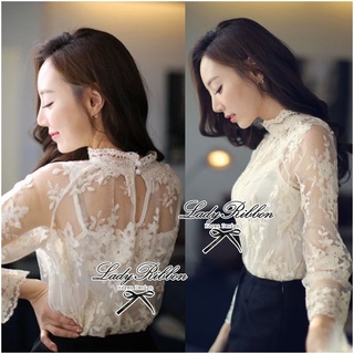 Sale งานป้าย Lady Ribbon เสื้อแฟชั้นลูกไม้ซีทรูหรูหรา สวยงามมาก แมชกับกางเกงอะไรก็ดูดีไปหมดเลยค่าา