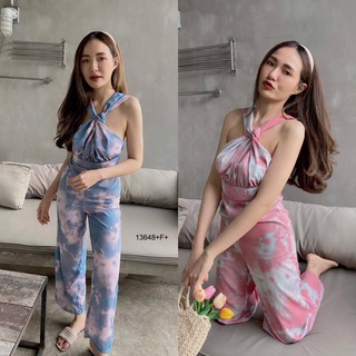 ภาพขนาดย่อของสินค้าMF13648 Jumpsuit จั้มสูทขายาว สายหน้าอกไขว้ ลายมัดย้อม เนื้อผ้าไหมอิตาลี่ เบา ใส่สบาย งานสวย ๆ จองด่วนๆค่า